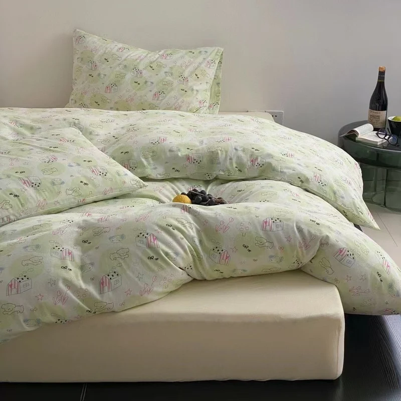 Bettwäsche-Set aus Baumwollsatin mit niedlichem Pastell-Motiv