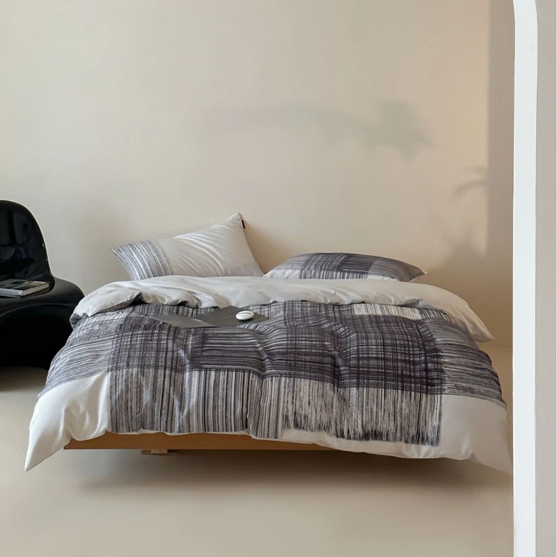 Bettbezug-Set aus Baumwollsatin mit Boho-Ethno-Muster und Wendefunktion