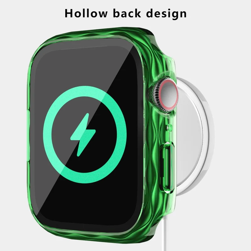 Apple Watch Series 9 / 8 / 7 41mm Watch Frame Hard Bump resistant Wavy Texture Cover with Tempered Film