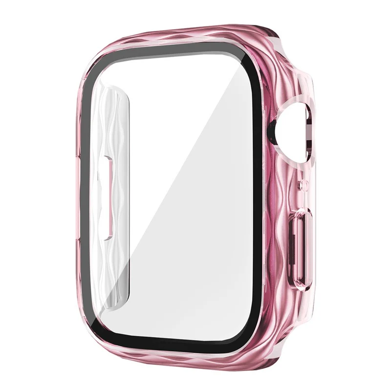 Apple Watch Series 9 / 8 / 7 41mm Watch Frame Hard Bump resistant Wavy Texture Cover with Tempered Film