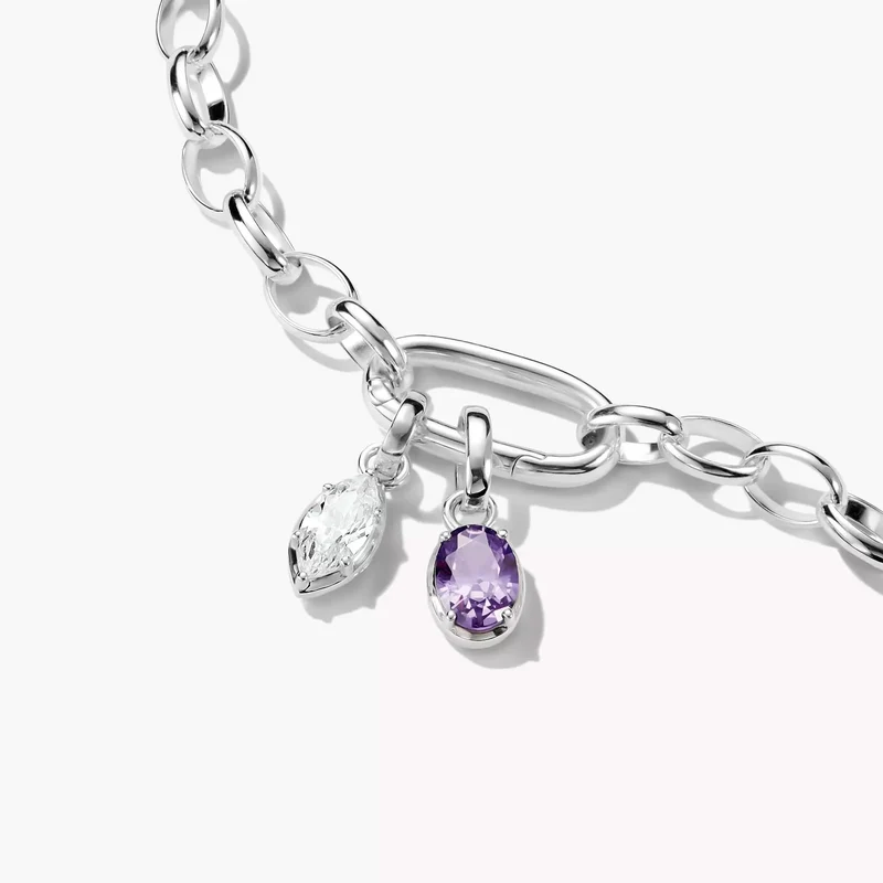 Charm-Anhänger Geburtsstein April Connect Silber