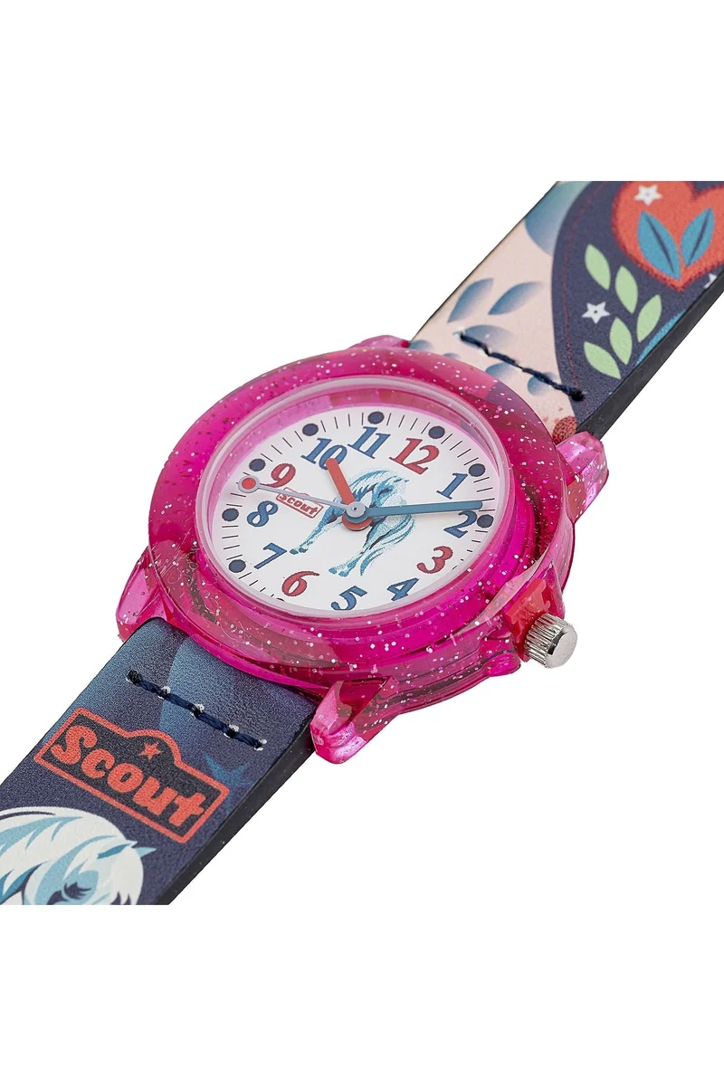 Scout Crystal 164000018 Mädchen-Uhr • Pädagogisches Lernzifferblatt • Einhorn-Motiv