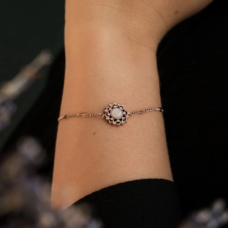 Composition Gem Armband (Mondstein/Rosé) | Holzkern