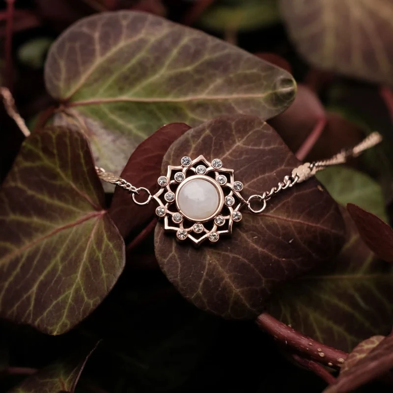Composition Gem Armband (Mondstein/Rosé) | Holzkern