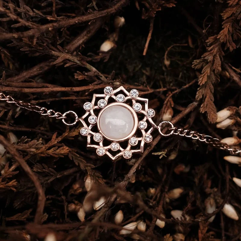 Composition Gem Armband (Mondstein/Rosé) | Holzkern