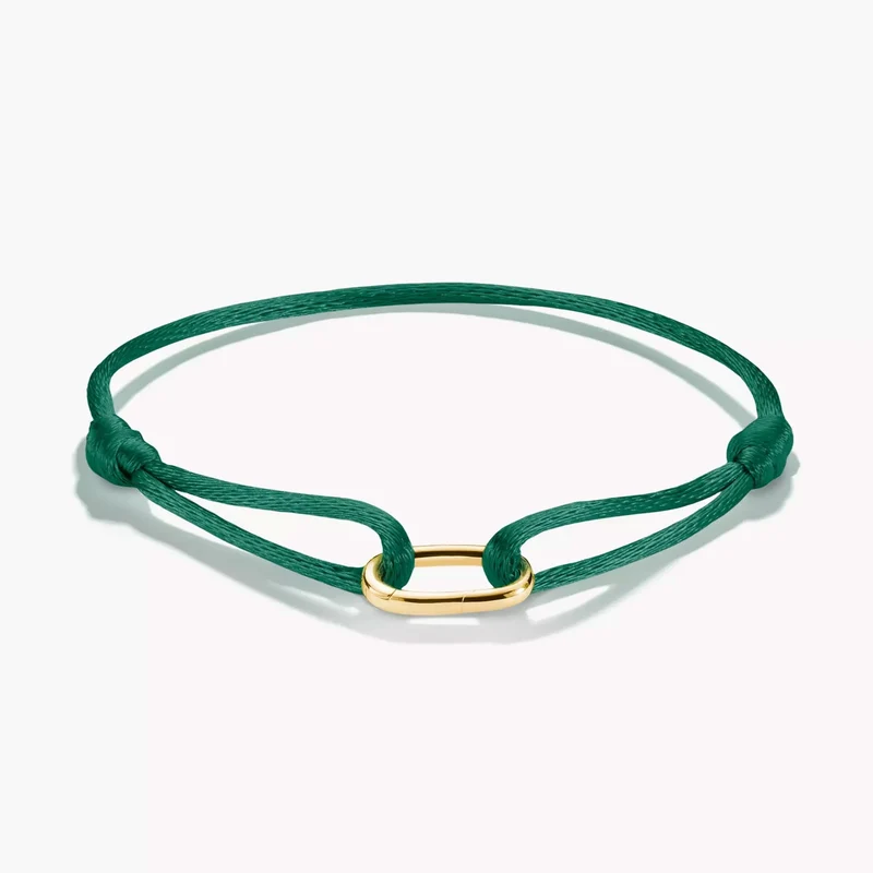 Textilarmband grün Connect 18k Vergoldung