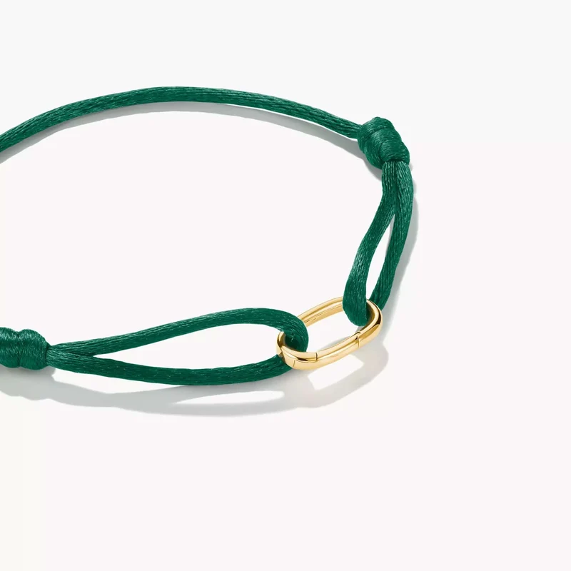 Textilarmband grün Connect 18k Vergoldung