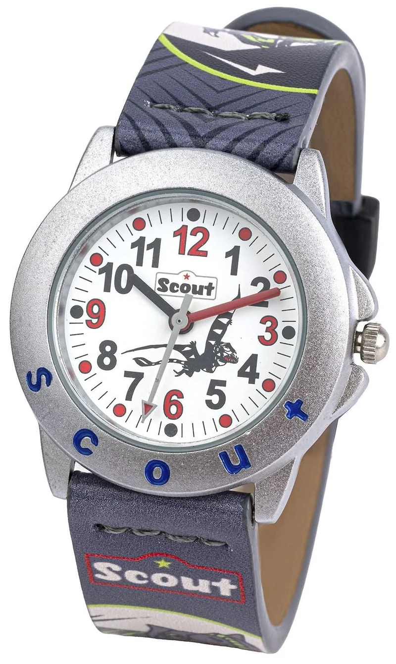Scout Star Kids Dino 164000048 Jungen-Uhr • Pädagogisches Lernzifferblatt • Robust & 5 Bar wasserdicht