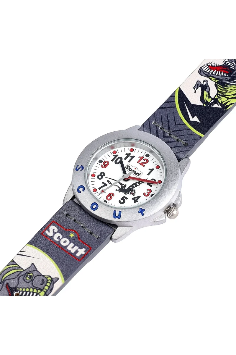 Scout Star Kids Dino 164000048 Jungen-Uhr • Pädagogisches Lernzifferblatt • Robust & 5 Bar wasserdicht