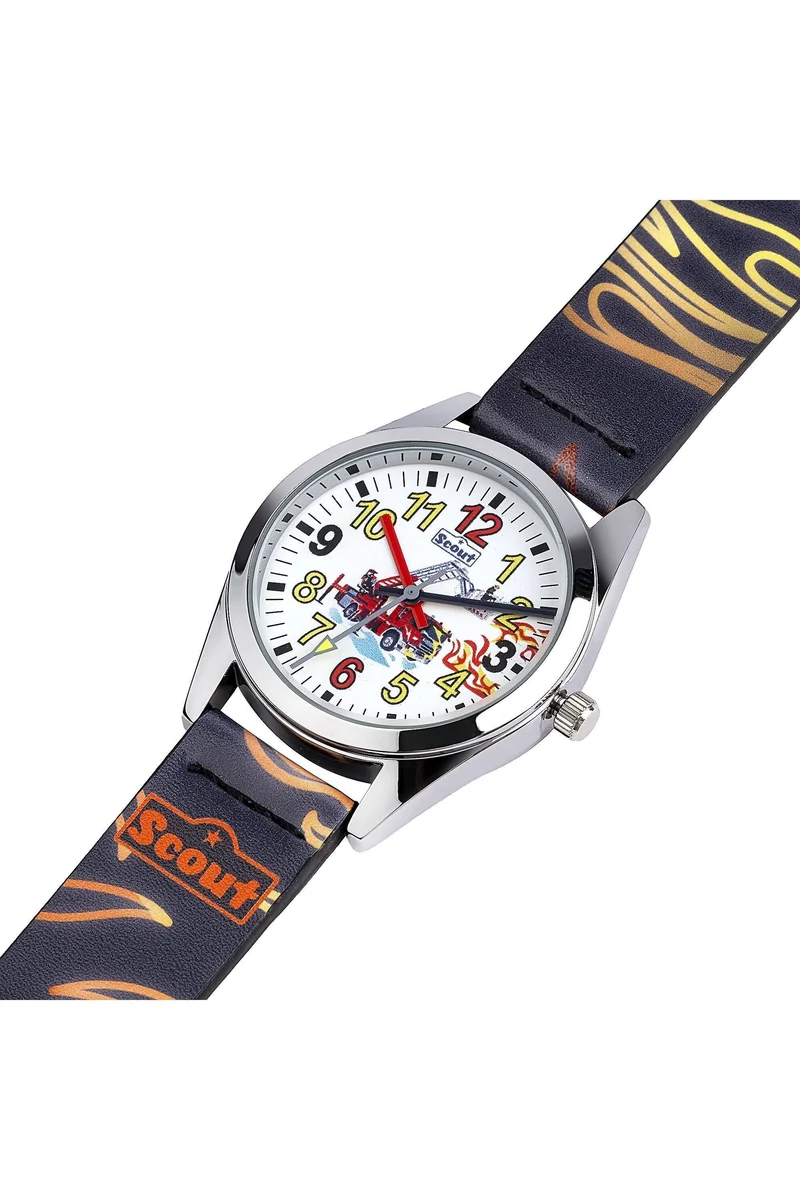 Scout Flames 164000021 Jungen-Uhr • Pädagogische Lernuhr • Robust & 5 Bar wasserdicht