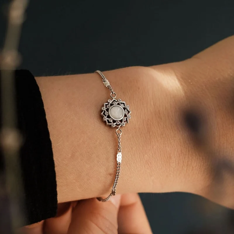 Composition Gem Armband (Mondstein/Silber)