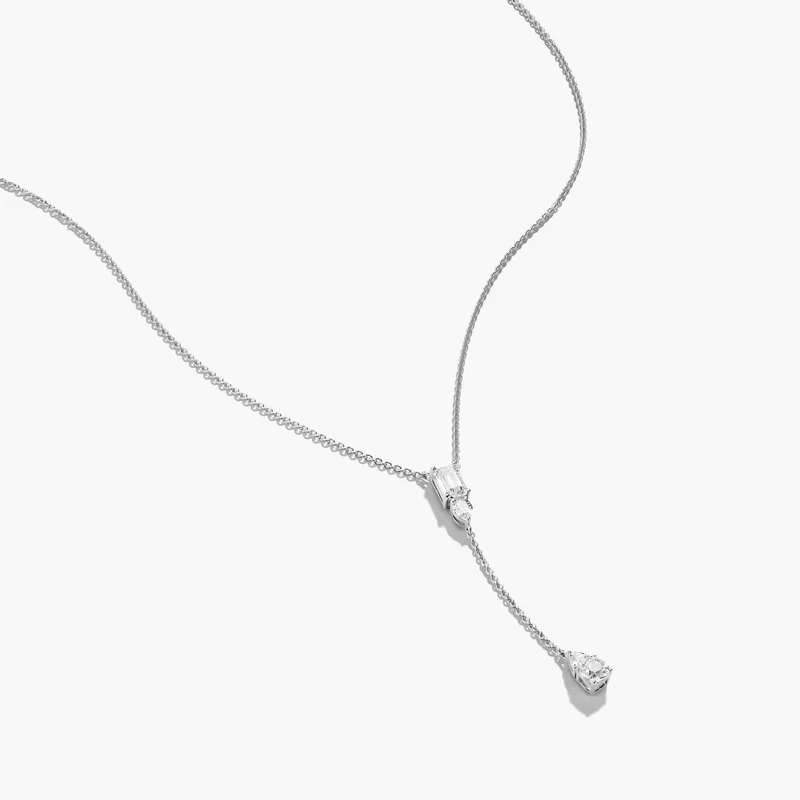 Kette Y-Form mit weißen Zirkoniasteinen Bold Elegance Silber