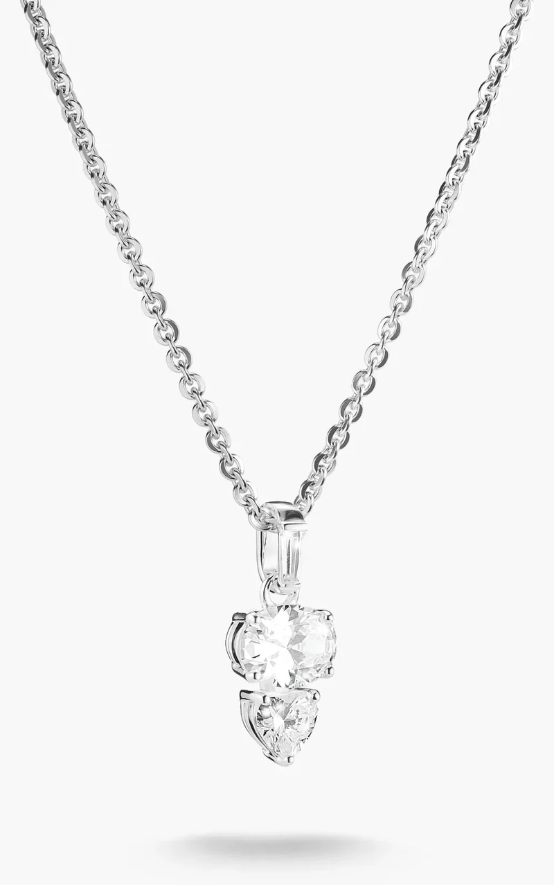 Kette mit Zirkoniasteinen Oval Herz Silber