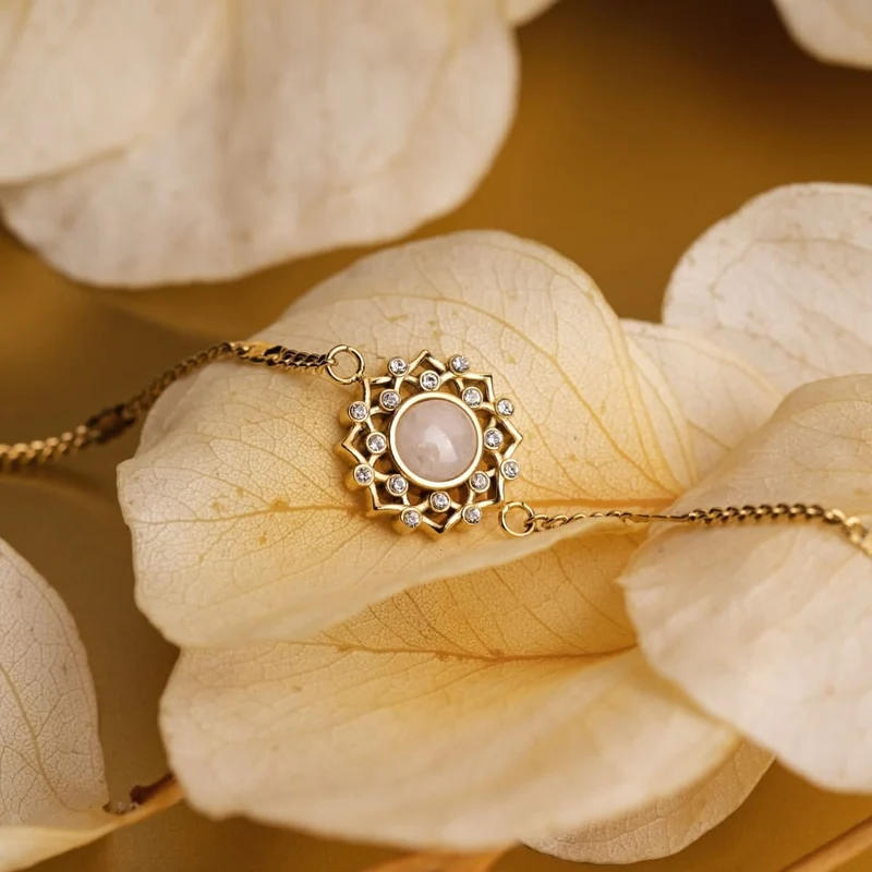 Composition Gem Armband (Mondstein/Gold) | Holzkern