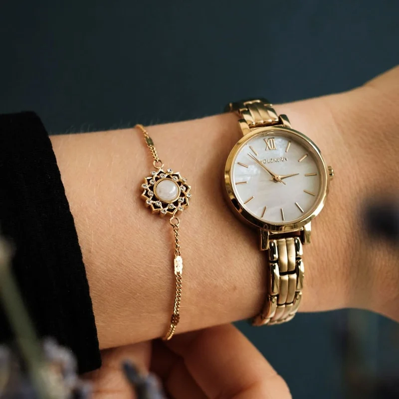 Composition Gem Armband (Mondstein/Gold) | Holzkern