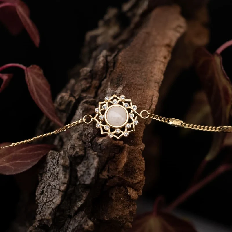 Composition Gem Armband (Mondstein/Gold) | Holzkern