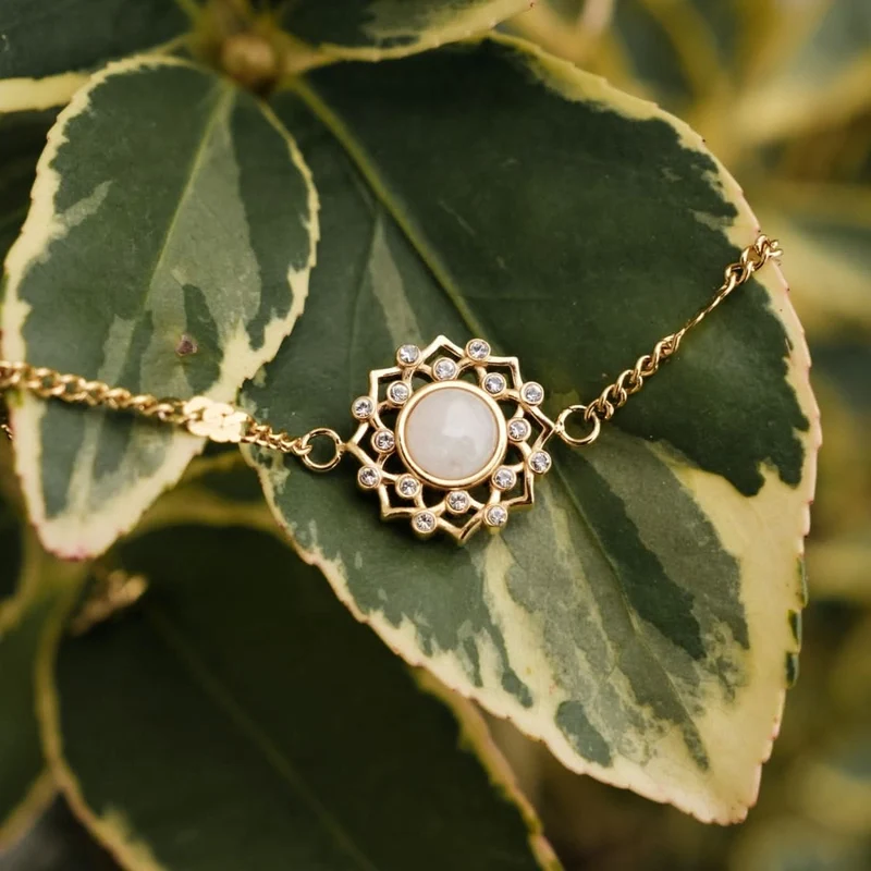 Composition Gem Armband (Mondstein/Gold) | Holzkern