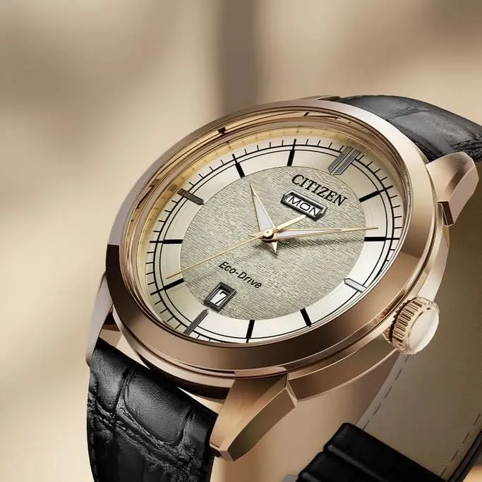 Citizen Eco-Drive AW0153-04AC Herrenuhr • Solar-Antrieb • Elegante Gold-Optik