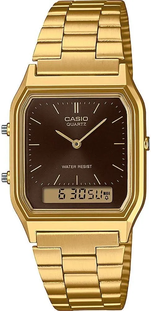 Casio Vintage AQ-230GA-5AMQYES Uhr • Kultiges Retro-Design • Duale Zeitanzeige