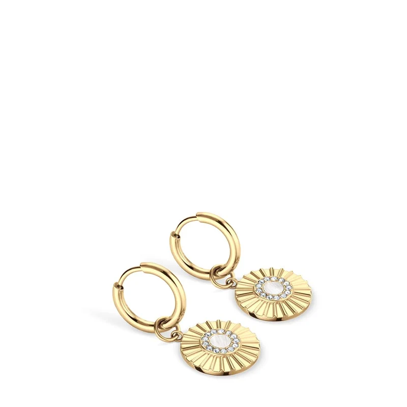 Ohrringe, gold glänzend mit Arktisblumen-Motiv - BERING Modell: 765-259-05