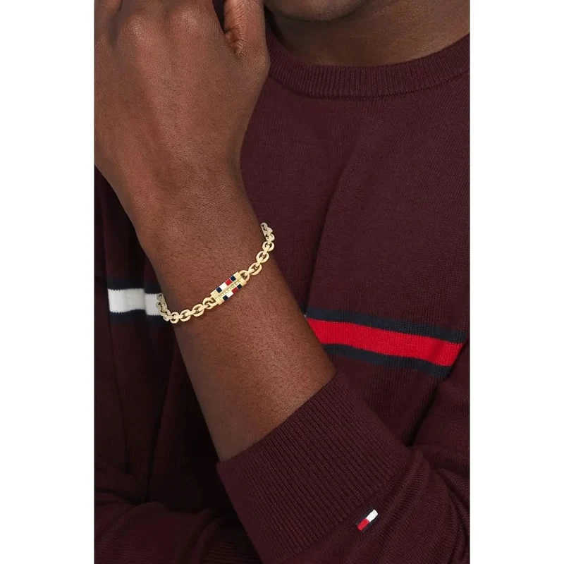 Tommy Hilfiger Herren Bruce Chain Armband Goldfarben Edelstahl Magnetverschluss
