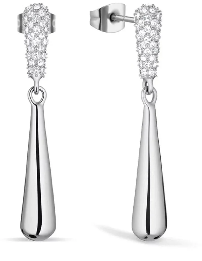 Arctic Pavé Ohrringe, Silber Glänzend, Funkelnde Zirkonia, Edelstahl Schmuck - Bering Modell: 754-17-05