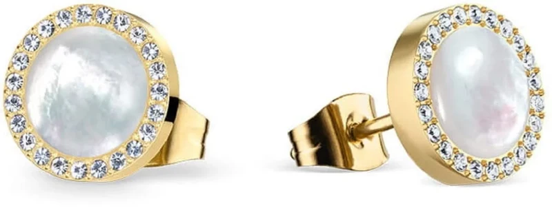Arctic Pearls Gold Glänzend Ohrstecker mit Perlmutt und Kristallen - BERING Modell: 752-27-05