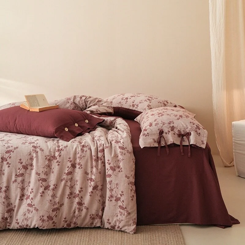 Bettwäsche-Set aus atmungsaktivem Baumwollsatin mit feinem Mosaik‑Kachelprint und Wendefunktion