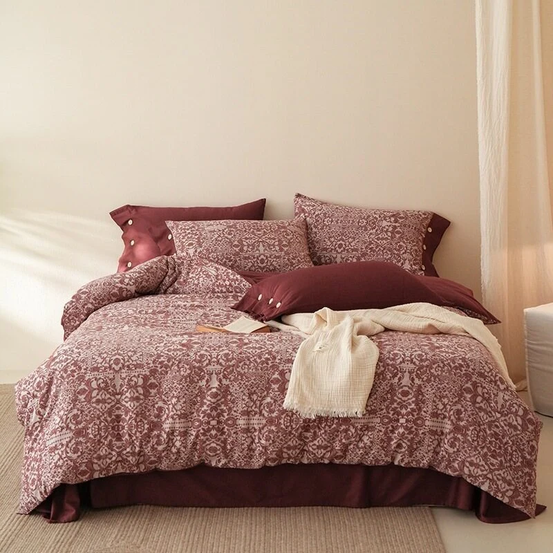Bettwäsche-Set aus atmungsaktivem Baumwollsatin mit feinem Mosaik‑Kachelprint und Wendefunktion
