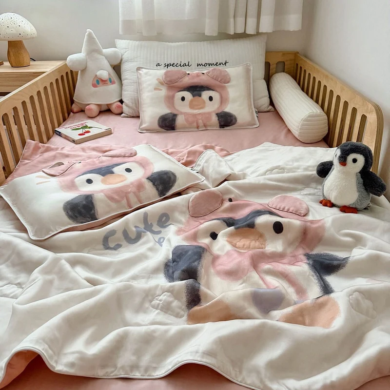 Kinderbettwäsche-Set mit Meerjung‑Motiv aus weichem Mikrofaserplüsch und gesteppter Decke