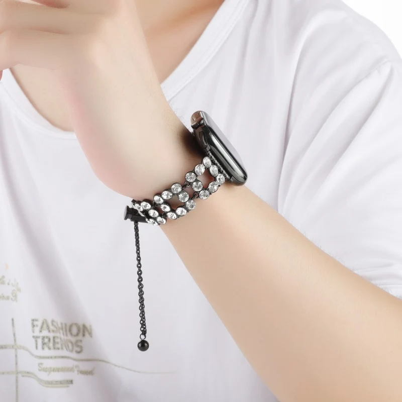 Tough Apple Smartwatch Metall und Strass Universel Armband