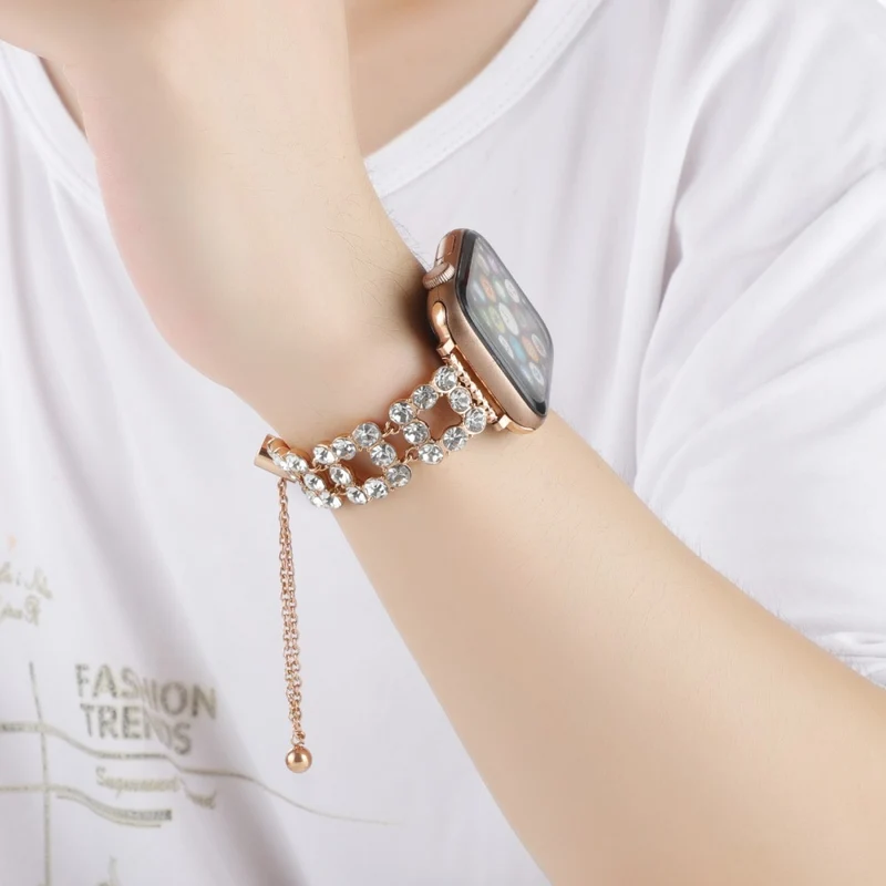 Tough Apple Smartwatch Metall und Strass Universel Armband