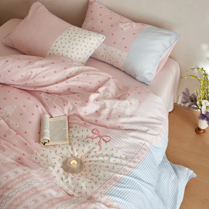 Patchwork-Baumwoll-Bettwäschegarnitur im Vintage-Patchwork-Design