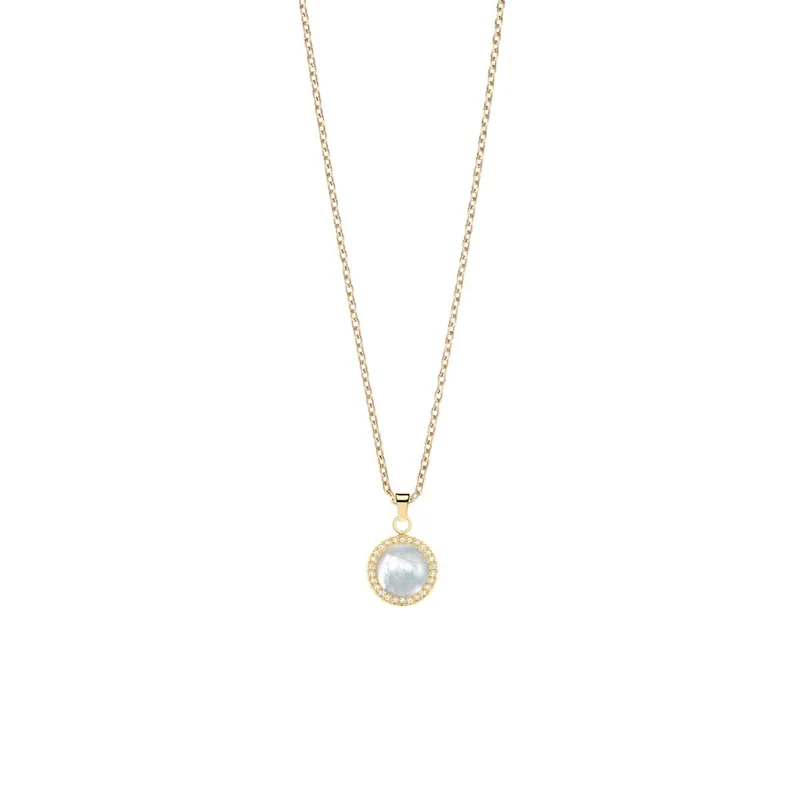 Arctic Pearls Elegante Goldglänzende Halskette mit Schimmerndem Perlmutt-Anhänger - Bering Modell: 452-27-450