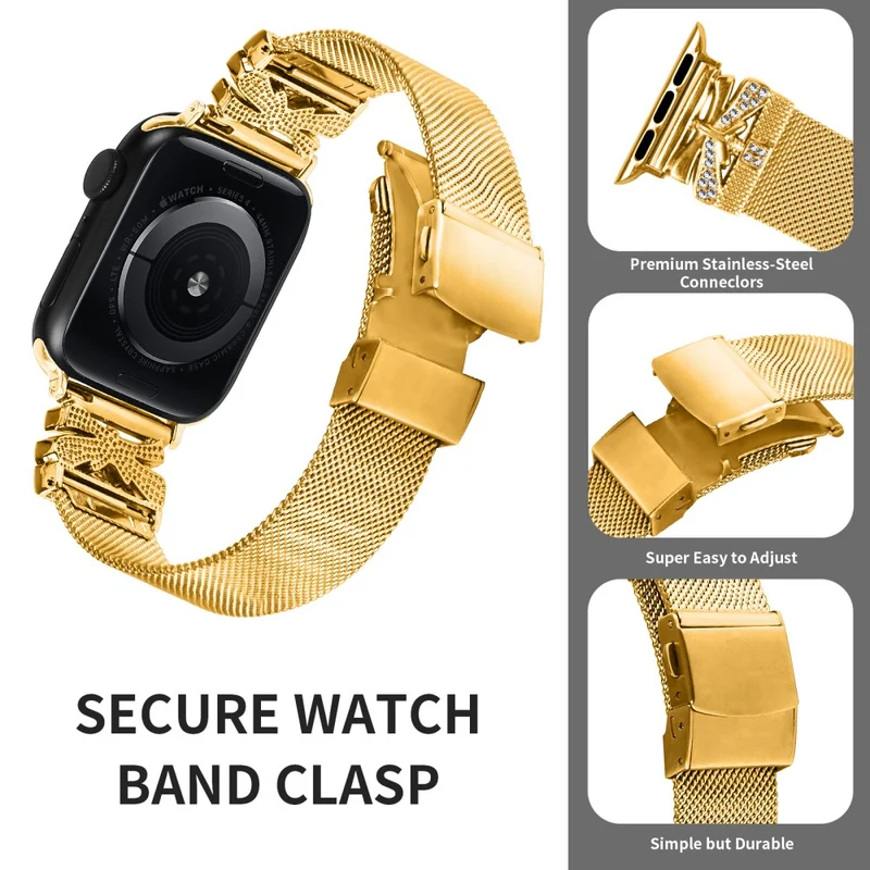 Cooles Apple Smartwatch Metall und Strass Universel Armband