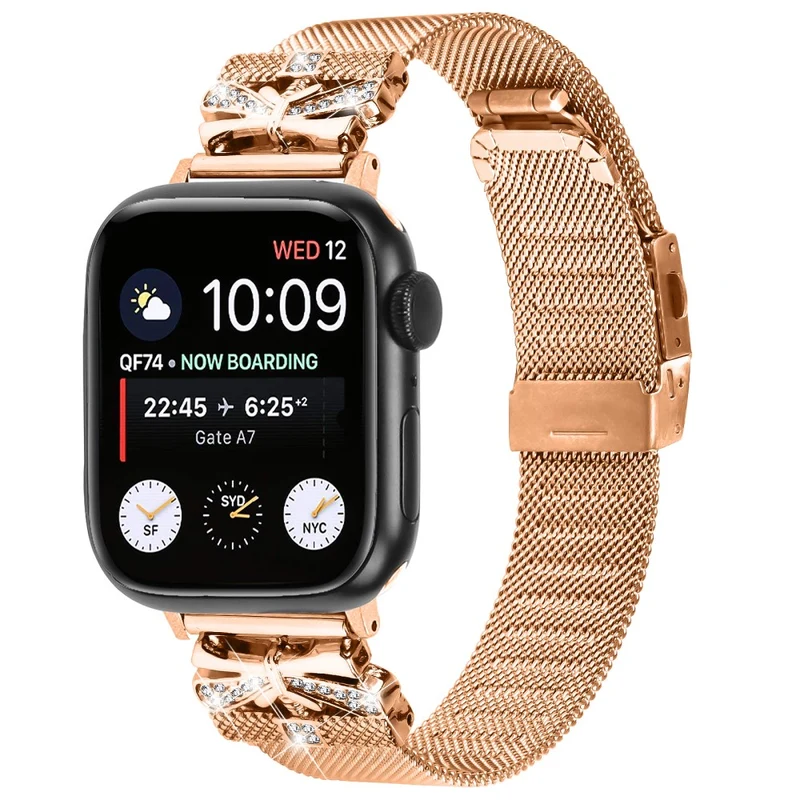 Cooles Apple Smartwatch Metall und Strass Universel Armband