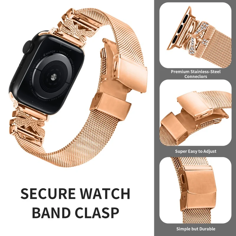 Cooles Apple Smartwatch Metall und Strass Universel Armband