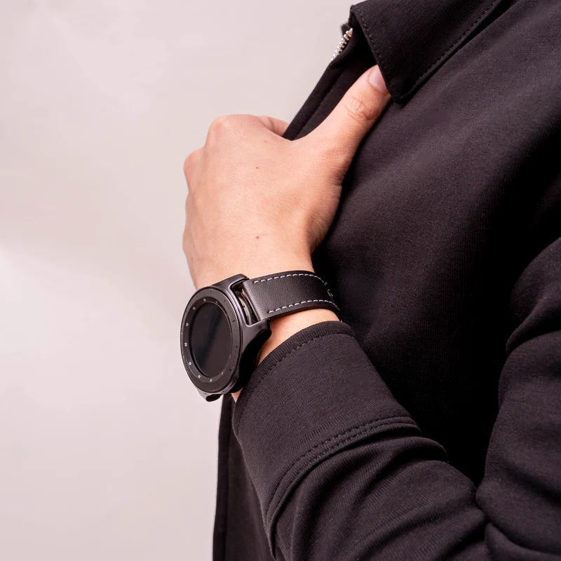 Suunto Core 2 Lederarmband 'One Push' (Schwarz)