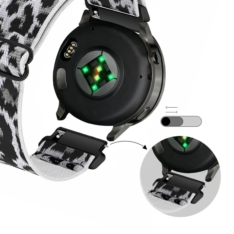 Bandz Garmin Venu 3s Elastisches Nylonband (Weiß-Leopard)