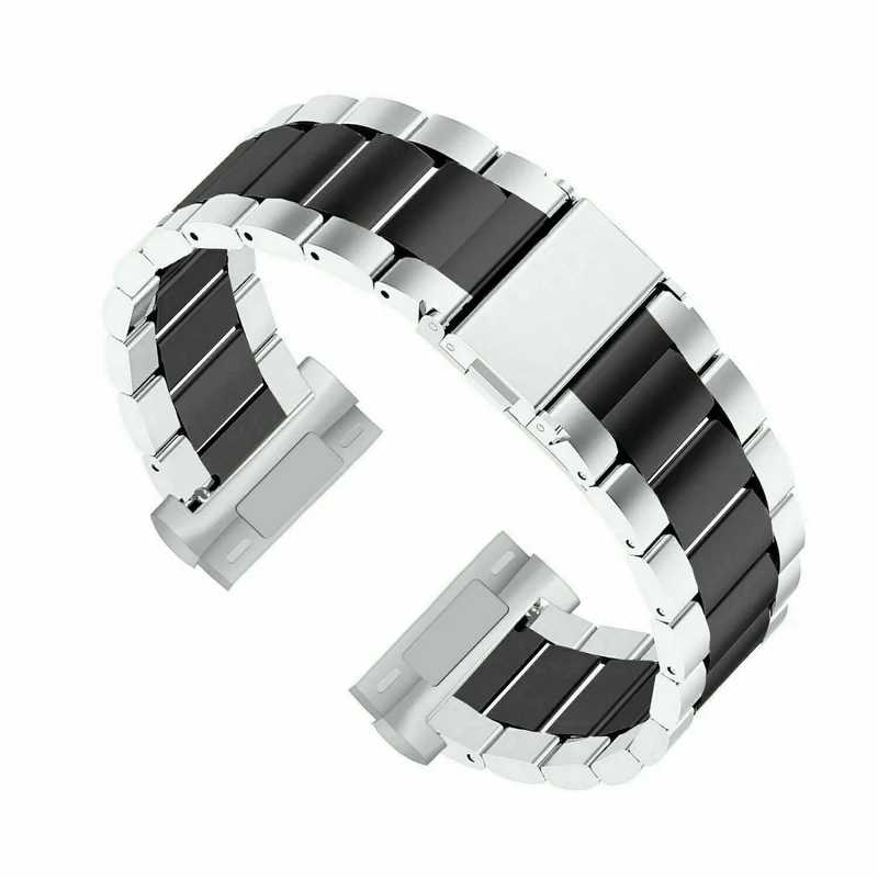 Fitbit Versa 4 Stahlarmband (Silber/Schwarz)