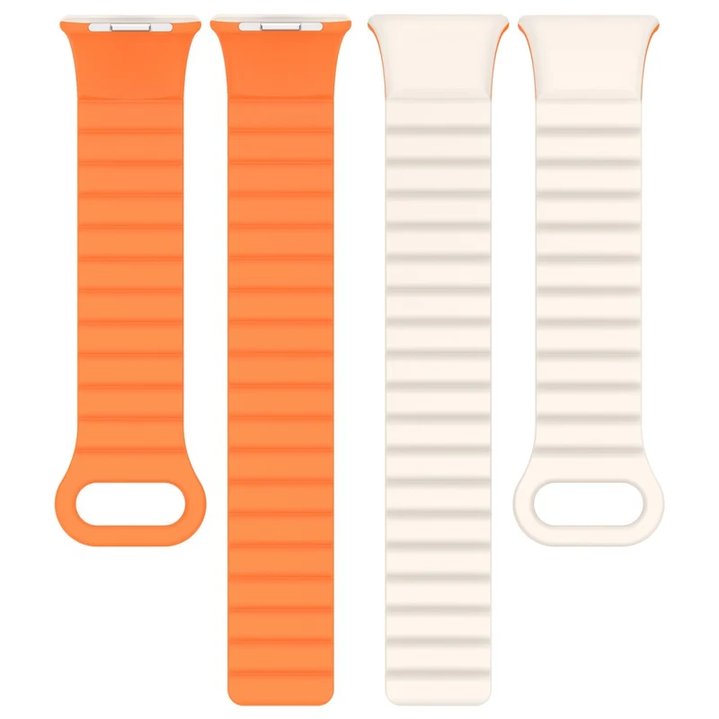 Xiaomi Redmi Watch 4 / Smart Band 8 Pro Watch Band Dual Color Silicone Magnetic Wrist Strap - Starlight+Orange