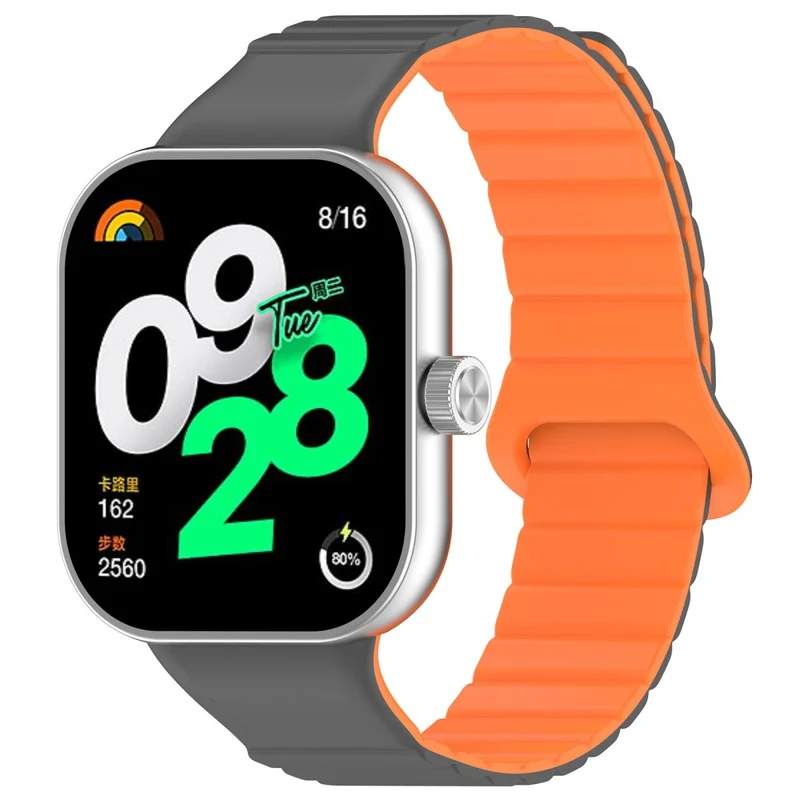 Xiaomi Redmi Watch 4 / Smart Band 8 Pro Watch Band Dual Color Silicone Magnetic Wrist Strap - Starlight+Orange