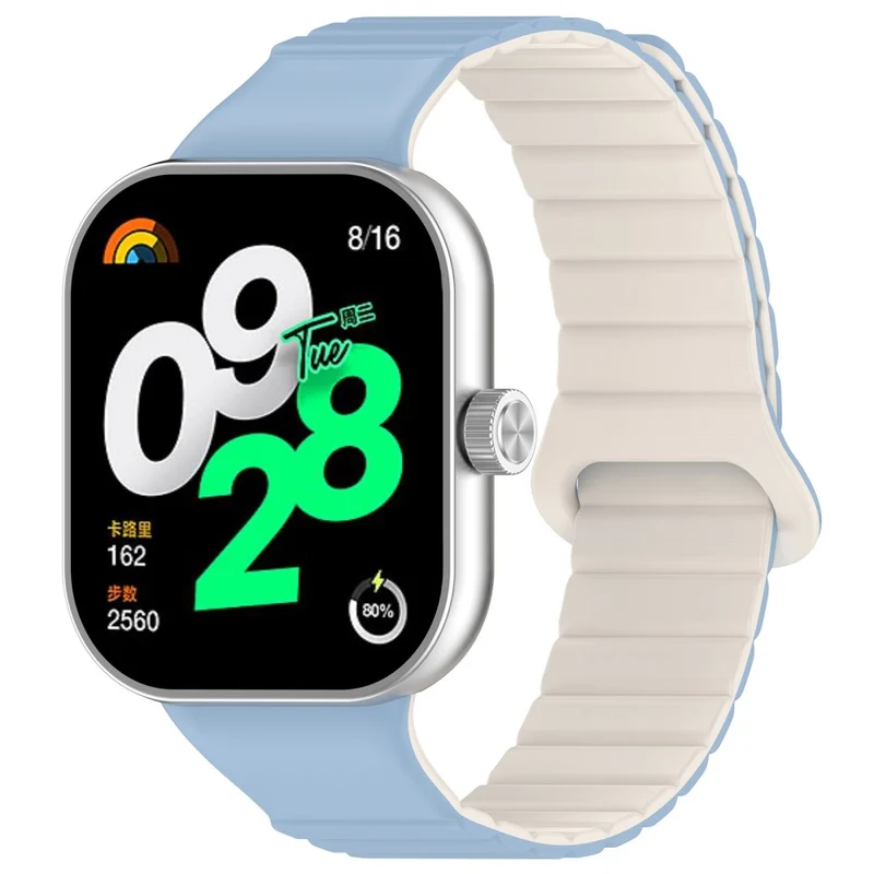 Xiaomi Redmi Watch 4 / Smart Band 8 Pro Watch Band Dual Color Silicone Magnetic Wrist Strap - Starlight+Orange
