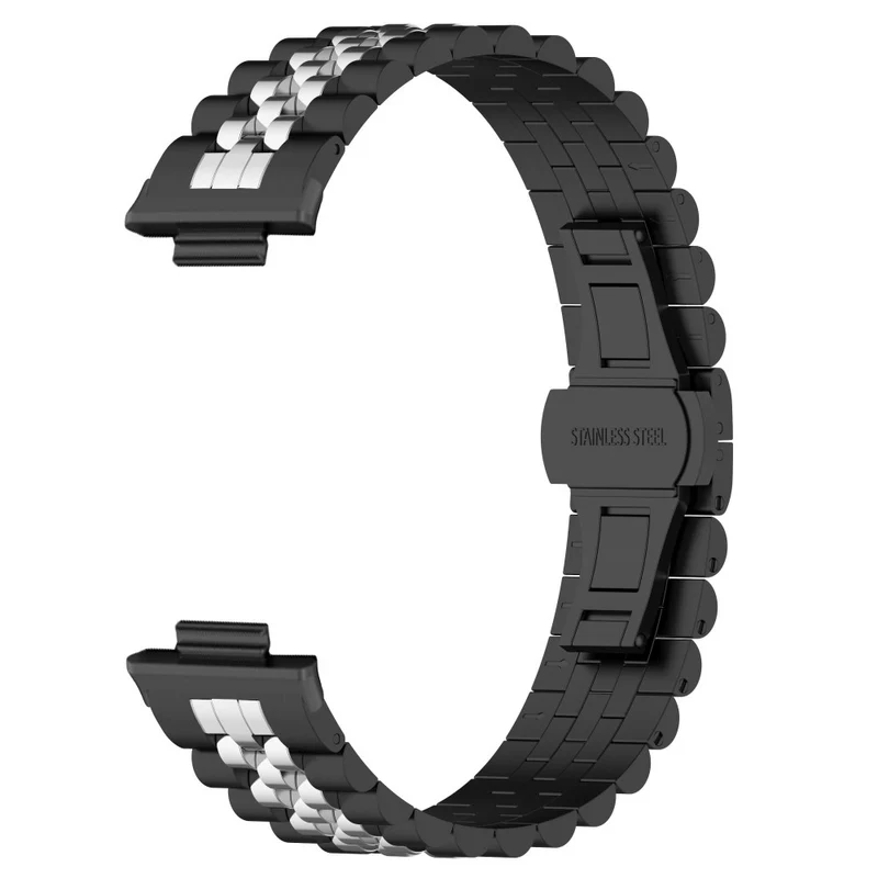 Xiaomi Redmi Watch 4 / Smart Band 8 Pro Stainless Steel Watch Strap Stylish Replacement Band - Black+Silver+Black A