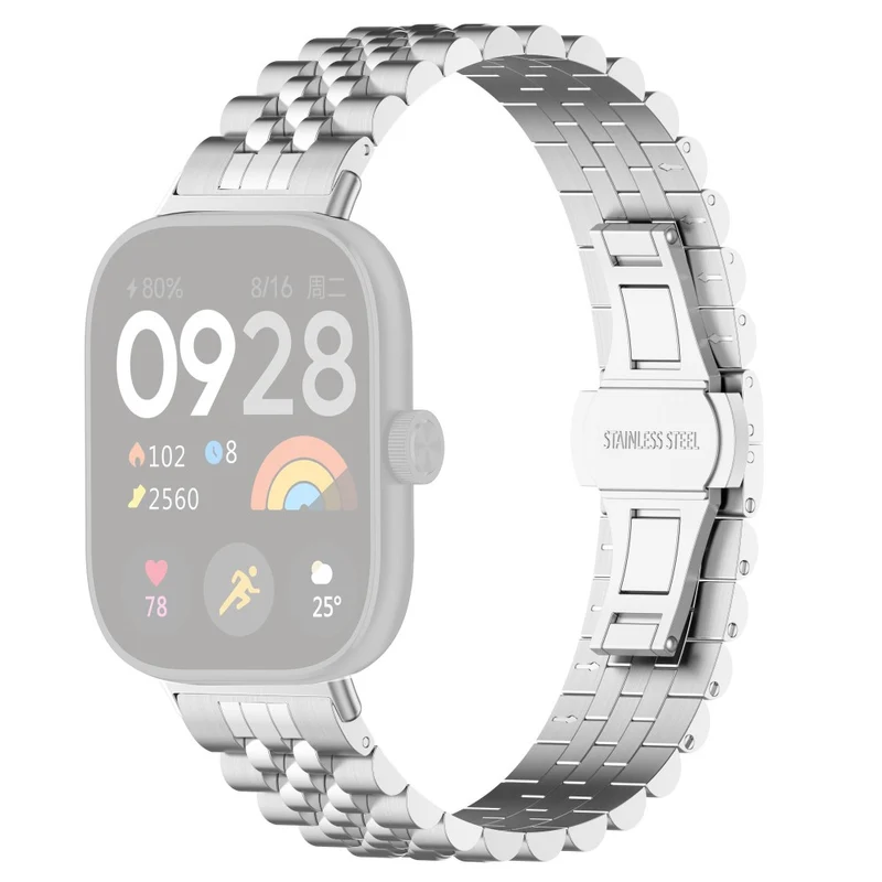 Xiaomi Redmi Watch 4 / Smart Band 8 Pro Stainless Steel Watch Strap Stylish Replacement Band - Black+Silver+Black A