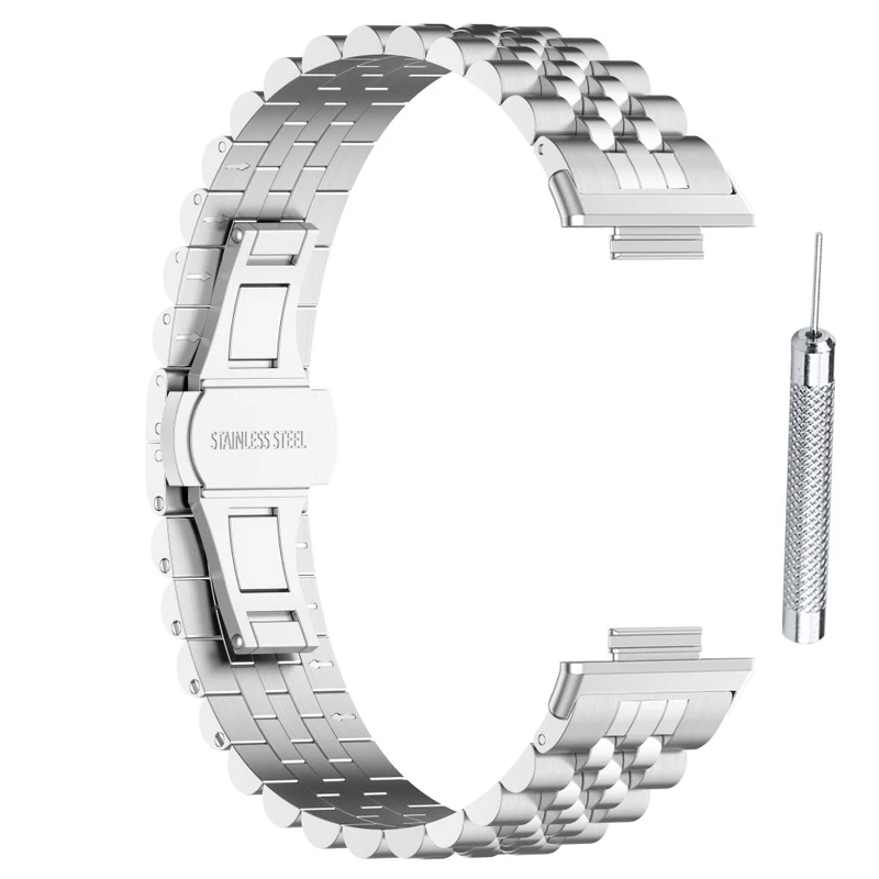 Xiaomi Redmi Watch 4 / Smart Band 8 Pro Stainless Steel Watch Strap Stylish Replacement Band - Black+Silver+Black A