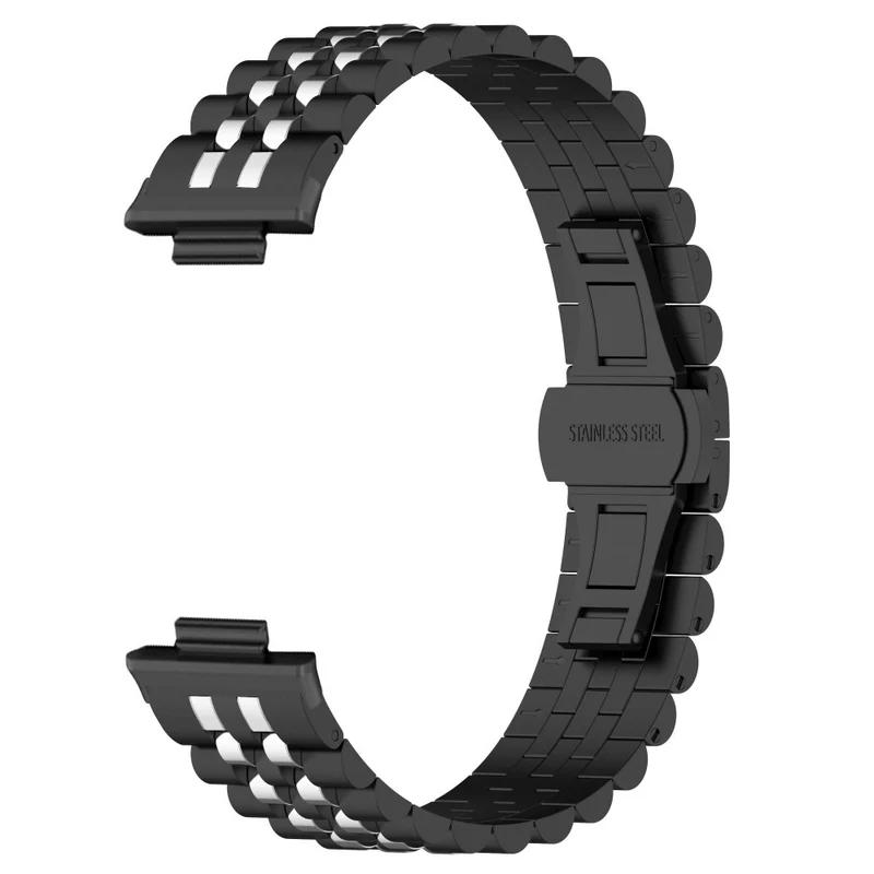 Xiaomi Redmi Watch 4 / Smart Band 8 Pro Stainless Steel Watch Strap Stylish Replacement Band - Black+Silver+Black A