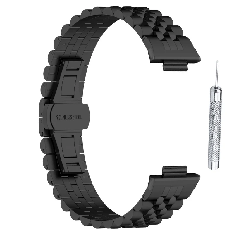 Xiaomi Redmi Watch 4 / Smart Band 8 Pro Stainless Steel Watch Strap Stylish Replacement Band - Black+Silver+Black A