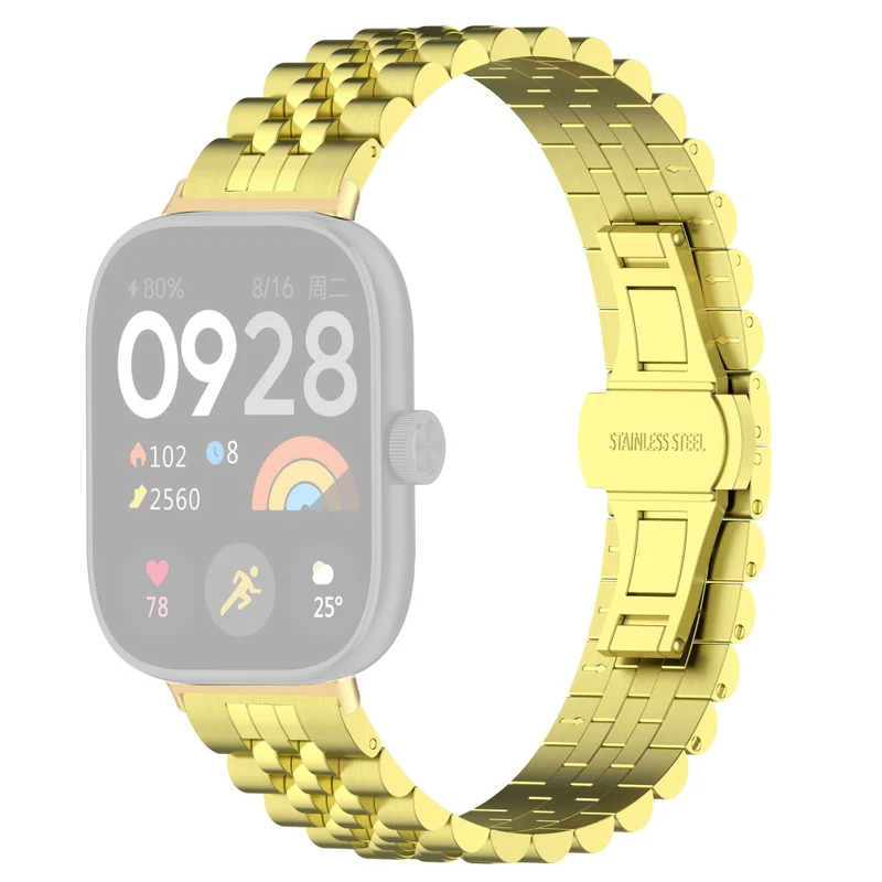 Xiaomi Redmi Watch 4 / Smart Band 8 Pro Stainless Steel Watch Strap Stylish Replacement Band - Black+Silver+Black A