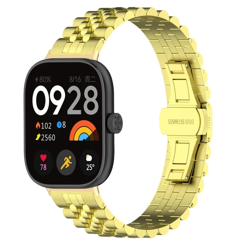 Xiaomi Redmi Watch 4 / Smart Band 8 Pro Stainless Steel Watch Strap Stylish Replacement Band - Black+Silver+Black A